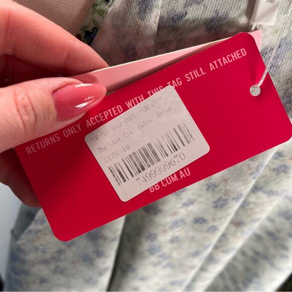 NWT BEGINNING BOUTIQUE | Green Floral "The Last Time Halter" Wrap Dress - Picture 10 of 11